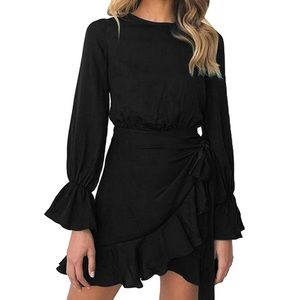 Black Ruffle long sleeve dress